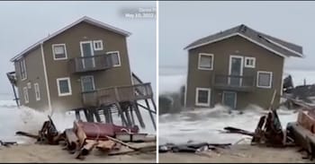 Bizarre Video Captures The Moment North Carolina House Worth $380,000 Collapses Into The Ocean