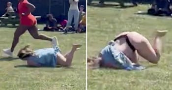 'Clumsy' Mum Faceplants During Sports Day Race And Moons The Entire Crowd