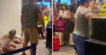 Man Knocks Out Two Airport Workers And Sends His Girlfriend To The Ground In A Fight