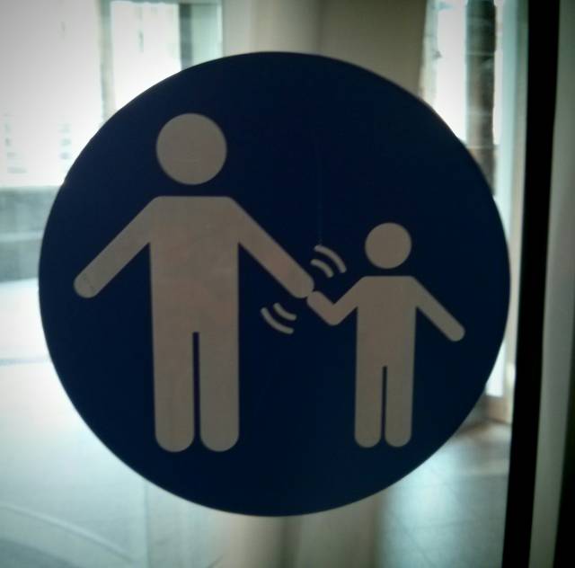Adults must fistbump children before exiting the building...