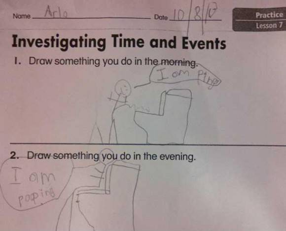 His teacher wasn’t amused, but my little cousin knows what’s up.