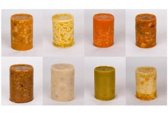 I made an art series depicting Andy Warhol's soup cans without the can and just the soup. Edible, free standing, not appetizing at all.