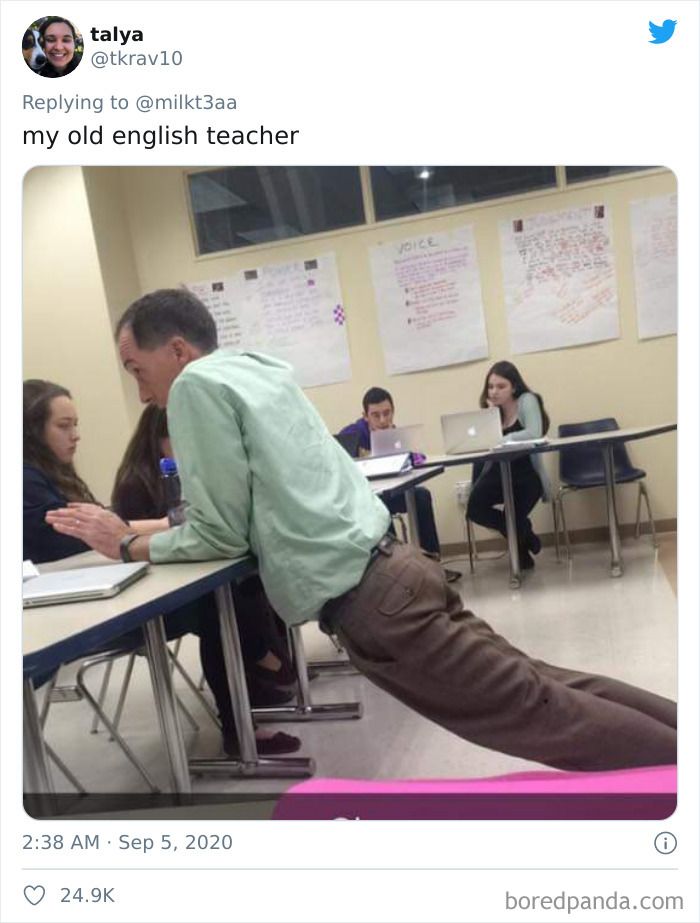 Students Share Awkward Pictures of Teachers Leaning Against Desks In