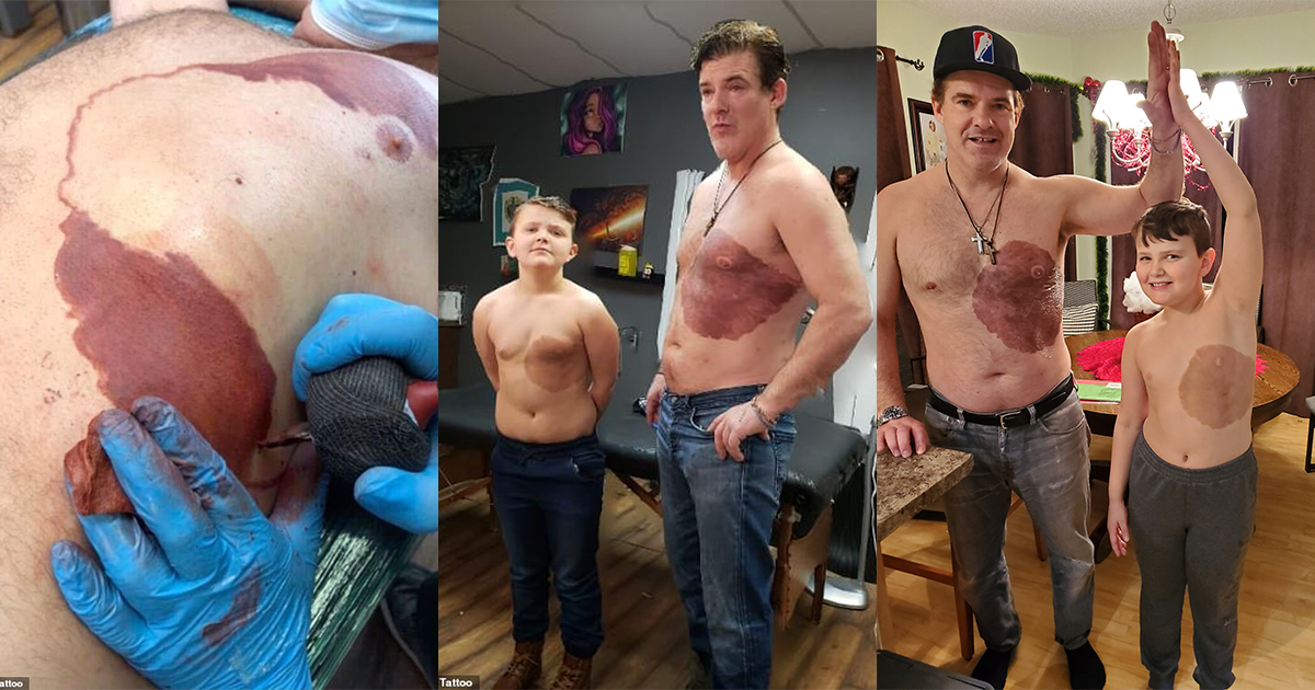 This Father Got A Giant Chest Tattoo Just Like His Son’s Birthmark