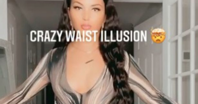Viewers Puzzled After Watching This Woman Flaunting Optical Illusion Dress Which Makes The Waist 'Disappear'
