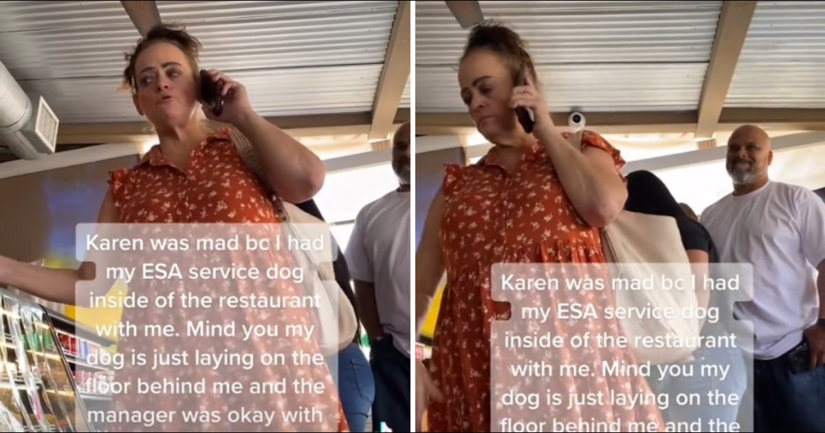 ‘Karen’ Complains About Woman’s Emotional Support Dog In Front Of Her.
