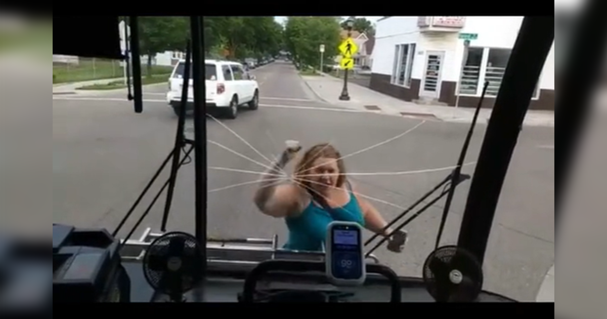 Woman Destroys Windshield After Being Late For The Bus