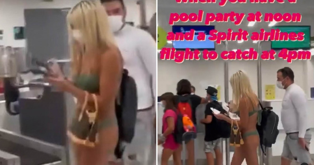 People Confused After Seeing Bikini-Clad Woman Wearing Mask Strolling Through The Miami Airport