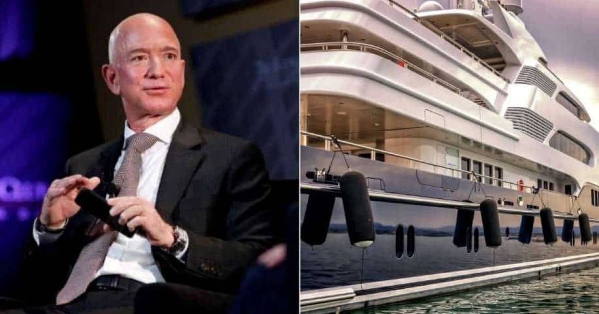 Jeff Bezos’ Yacht Stranded After Dutch Locals Threaten To Throw Rotten Eggs Over Row Of Decks