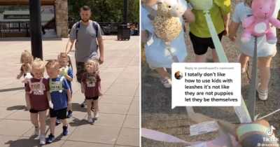 Dad Sparks Backlash For Using Leash To Take His Quintuplets For A Walk
