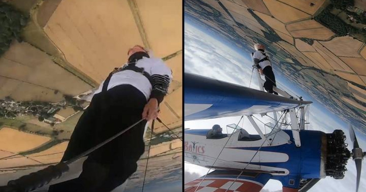 93-Year-Old Grandmother Straps Herself Onto A Plane Wing And Spins In The Sky