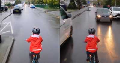 Video Of Five-Year-Old Cycling In The Middle Of The Road Sparks Debate