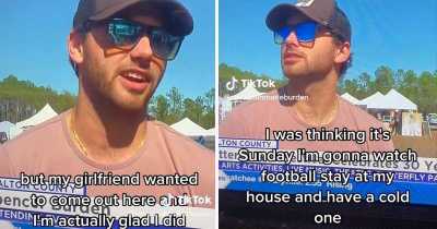 Guy Had To Act Like His Girlfriend Didn't Ruin His Entire Day On Live TV