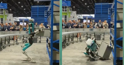 Warehouse Robot Collapses After Working For 20 Hours Straight