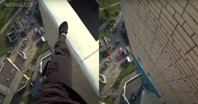 Parkour Runner Misses His Jump And Falls Off A High Rise Rooftop