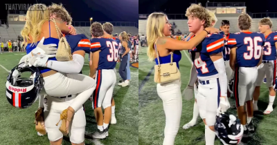 Mom Sparks Debate After Celebratory Hug With Football-Playing Son Goes Viral