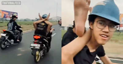 Man Speeds Down Highway With His Legs Behind His Head