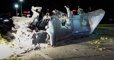 Police Confirm Tesla Crash Left Father And Two Children Trapped As Fire Consumed Car